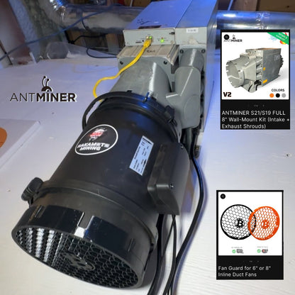 ANTMINER S19 Wall-Mount Kit (8" Intake + Exhaust Shrouds) V2 - Nakamoto Mining LTD.